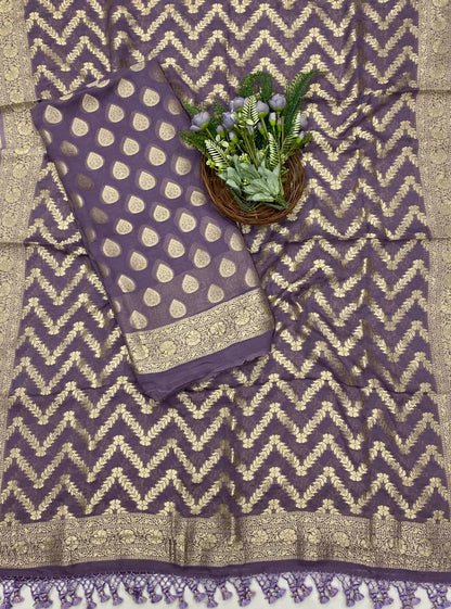 236C Banarasi Georgette Lilac Suit Fabric / CKC Banarasi Edit