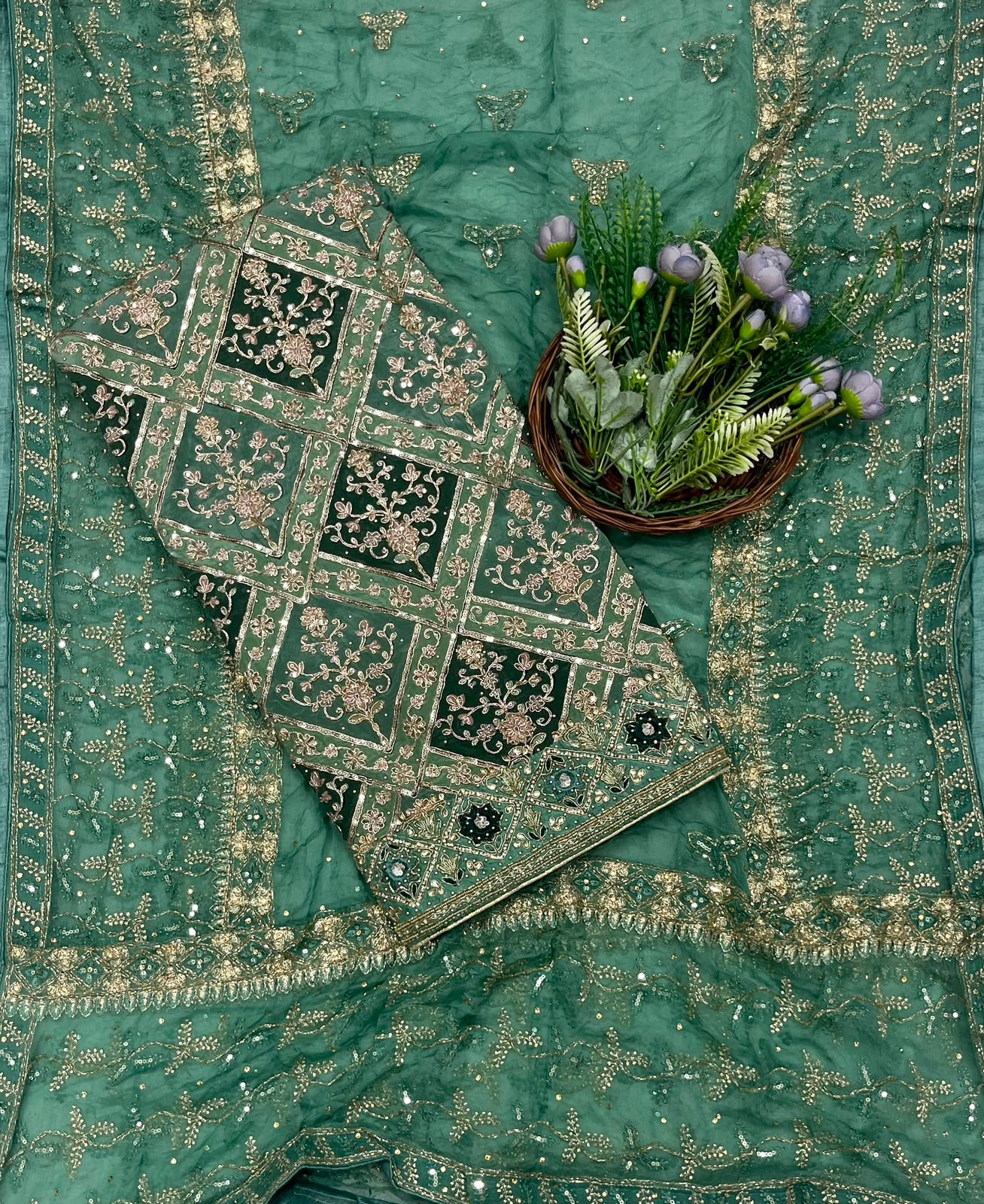 368C Silk Green Suit Fabric/ CKC Partywear Collection