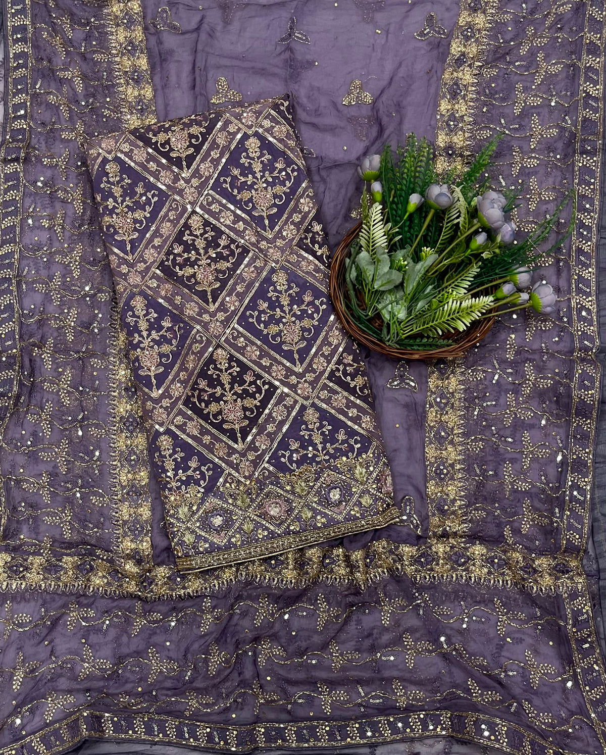 367C Silk Lilac Suit Fabric/ CKC Partywear Collection