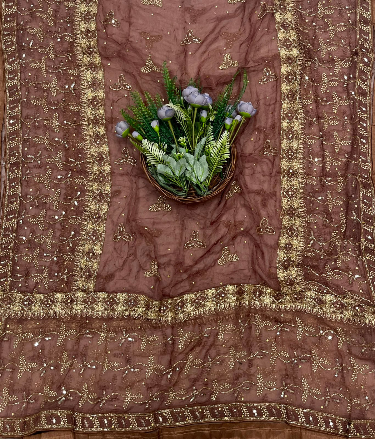 366C Silk Rust Brown Suit Fabric/ CKC Partywear Collection