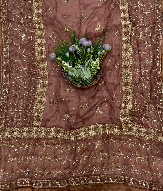366C Silk Rust Brown Suit Fabric/ CKC Partywear Collection
