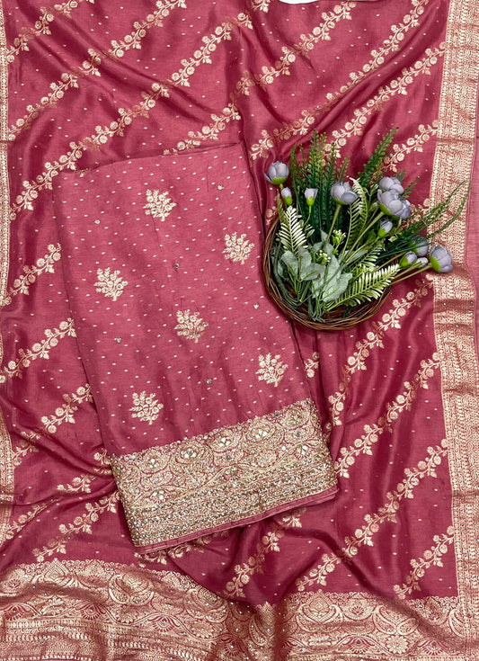370C Dola Silk Blush Pink Suit Fabric/ CKC Partywear Collection