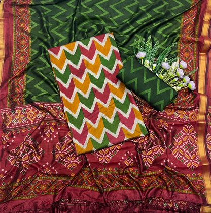 360C  Patola Silk Green Suit Fabric / CKC Patola Silk Suits