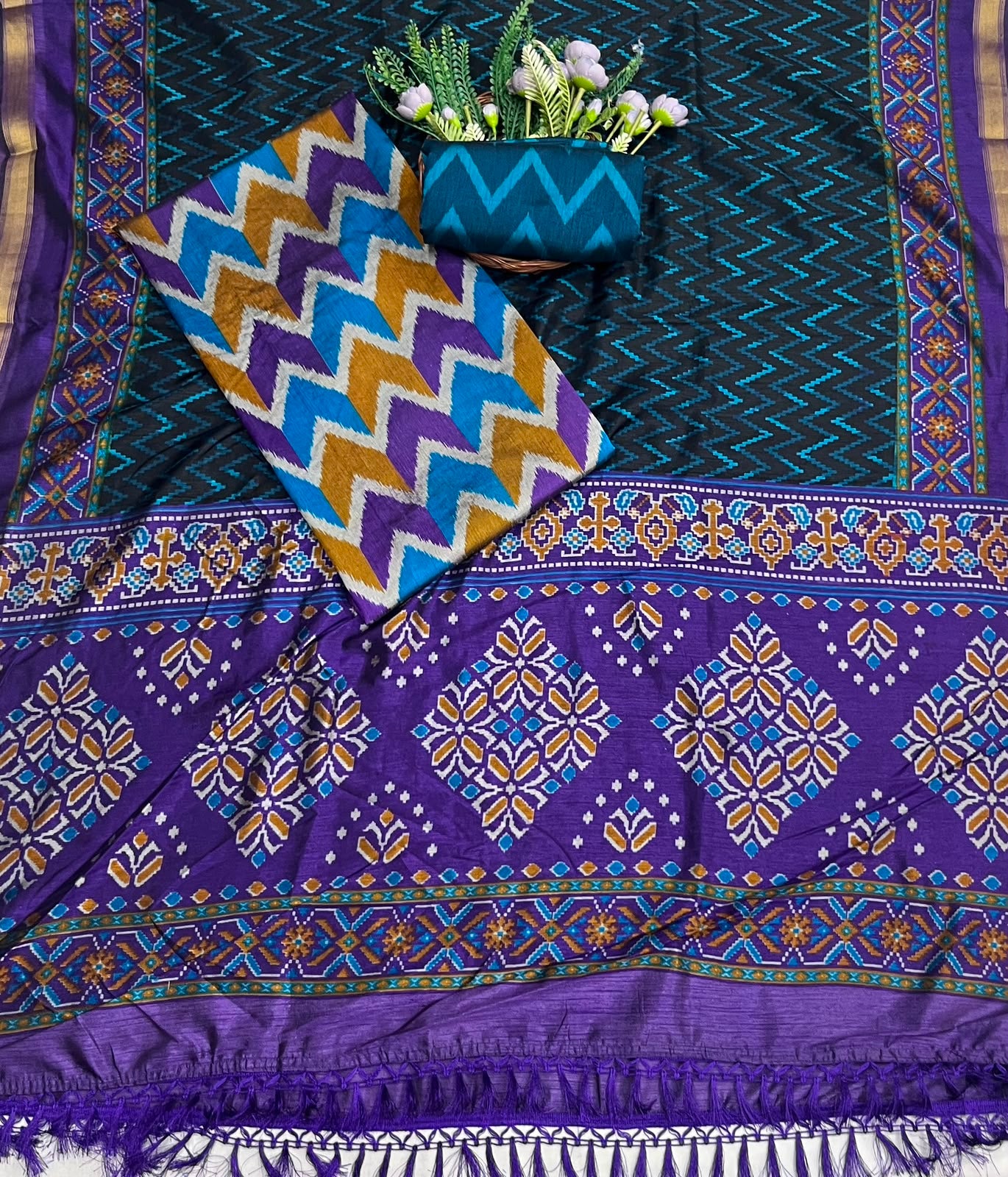 359C  Patola Silk Purple Suit Fabric / CKC Patola Silk Suits