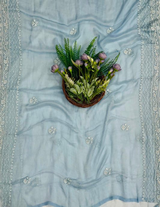 324C Lakhnavi Georgette Light Blue Suit Fabric/ CKC Lakhnavi Suits