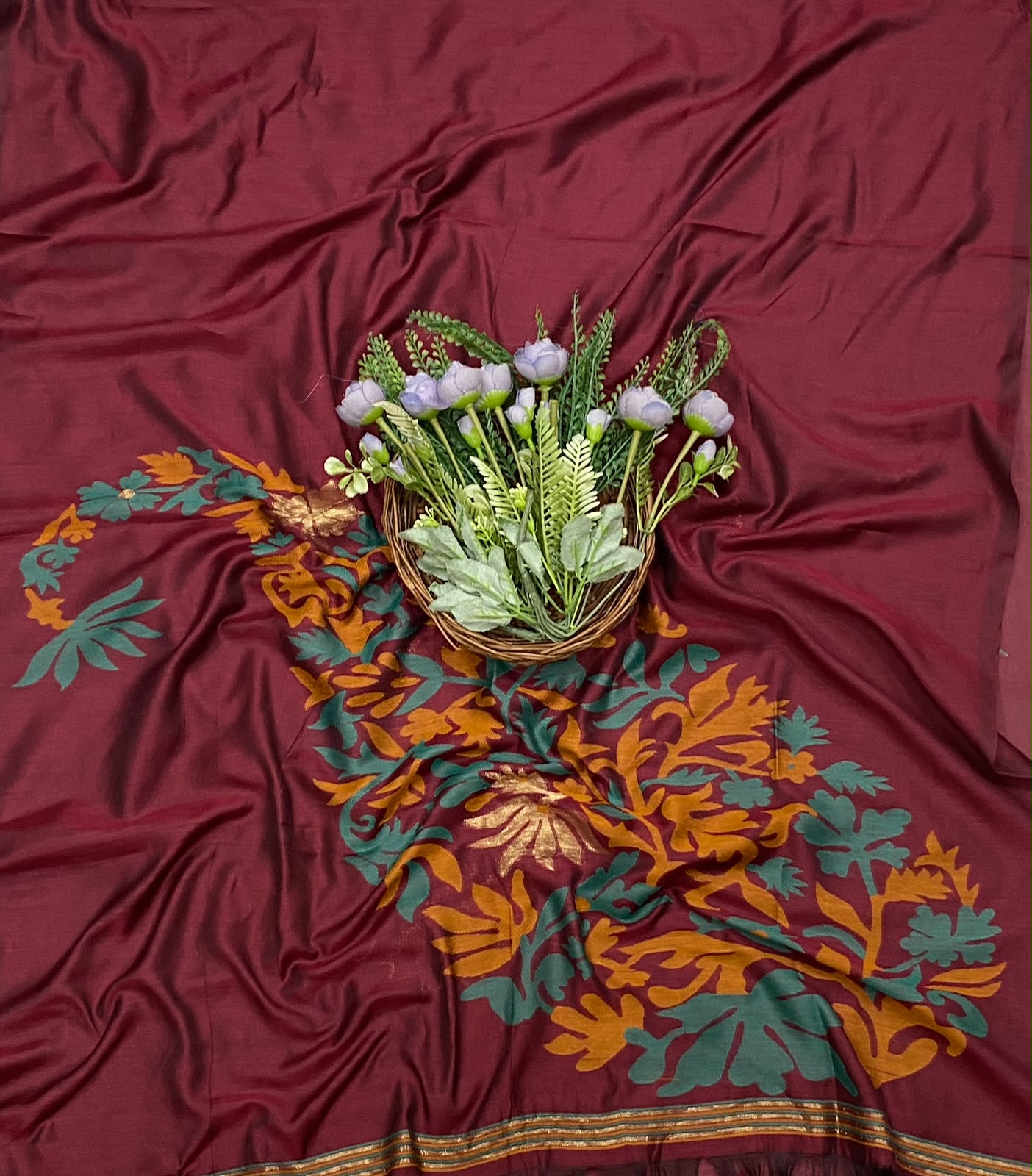409C Jamdani Red Suit Fabric / CKC Jamdani Suits