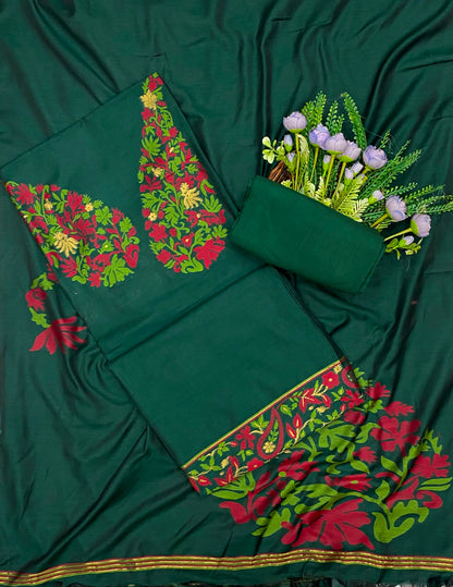 411C Jamdani Dark Green Suit Fabric / CKC Jamdani Suits