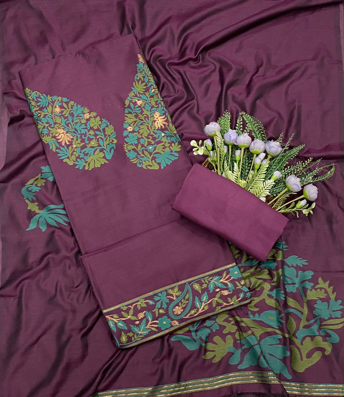 408C Jamdani Wine Suit Fabric / CKC Jamdani Suits