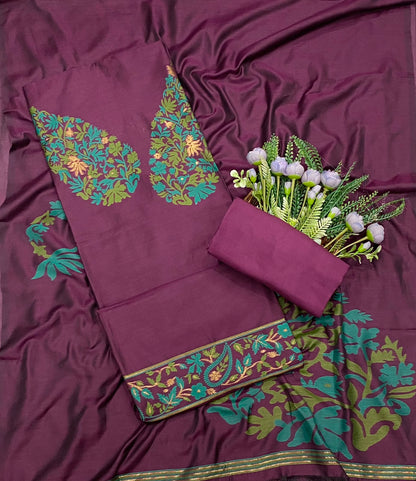 408C Jamdani Wine Suit Fabric / CKC Jamdani Suits