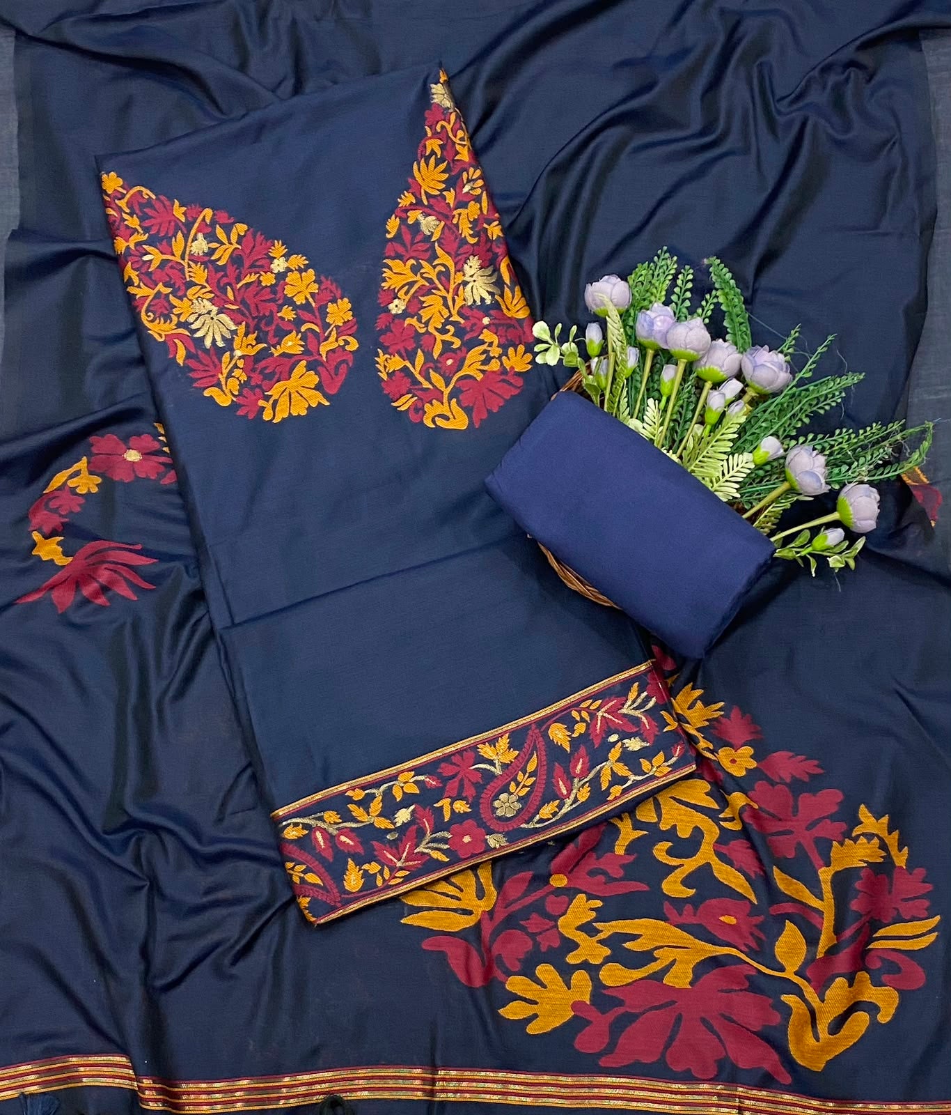 410C Jamdani Navy Blue Suit Fabric / CKC Jamdani Suits