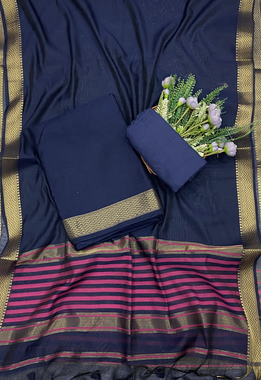 341C Jamdani Dark Blue Suit Fabric / CKC Jamdani Suits