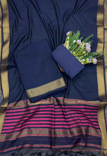 341C Jamdani Dark Blue Suit Fabric / CKC Jamdani Suits