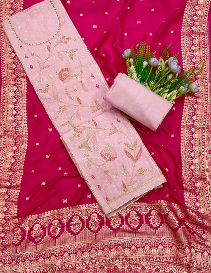 383C Chanderi Silk Light Pink Suit Fabric/ CKC Partywear Collection