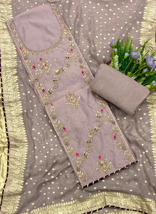 389C Chanderi Silk Dusty Pink Suit Fabric/ CKC Partywear Collection