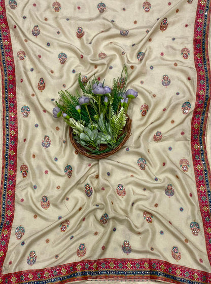 385C Dola Silk Cream Suit Fabric/ CKC Partywear Collection