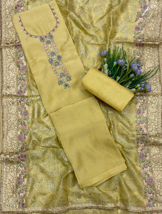 384C Shimmer Kotta Lemon Suit Fabric/ CKC Partywear Collection