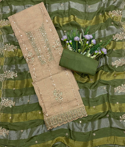 322C Shimmer Skin With Green Suit Fabric / CKC Banarasi Edit