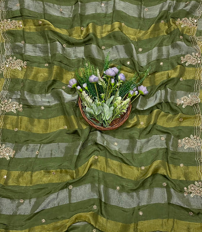 322C Shimmer Skin With Green Suit Fabric / CKC Banarasi Edit