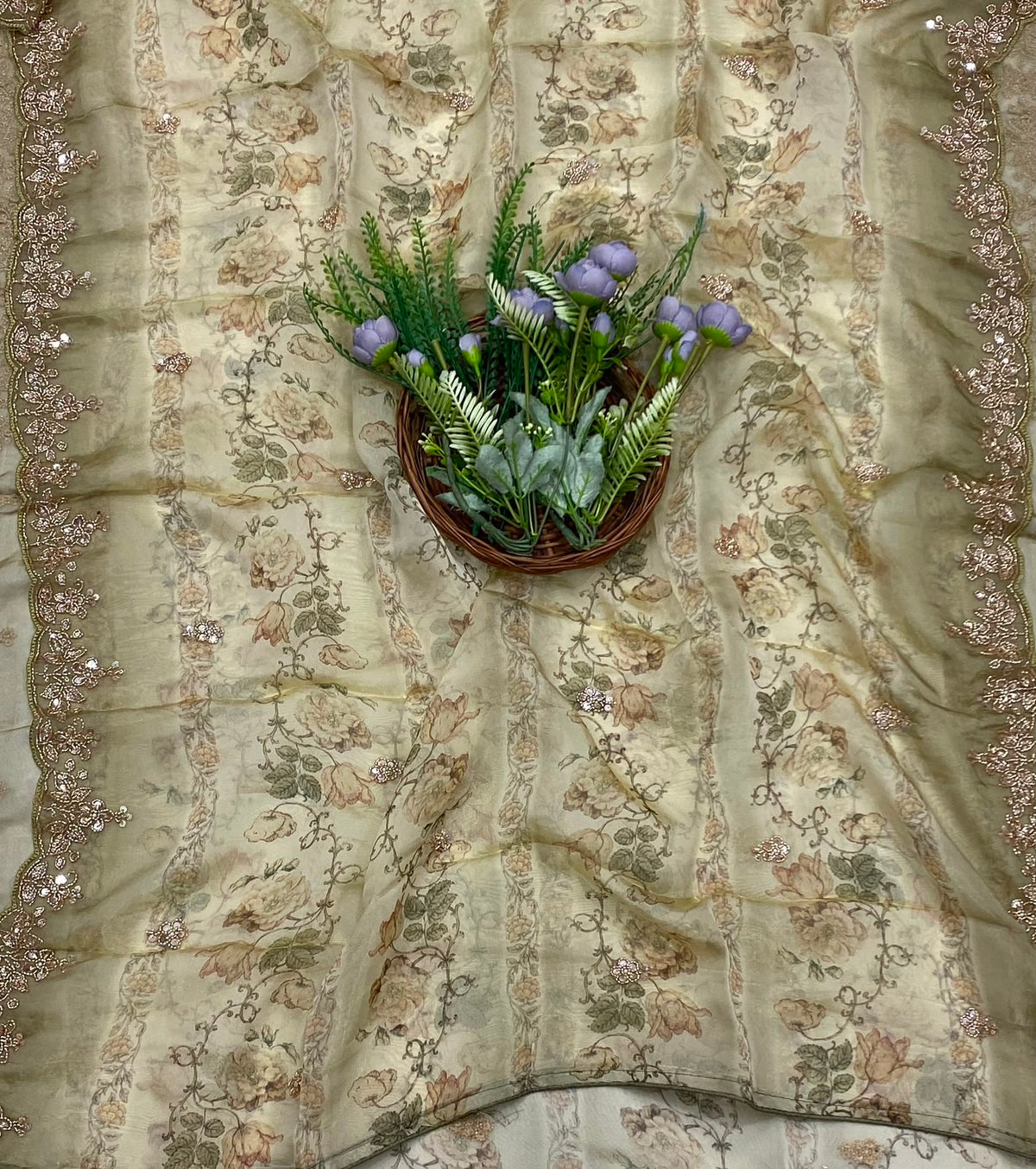 348C Banarasi Shimmer  Skin With Dusty Lilac  Suit Fabric / CKC Banarasi Edit
