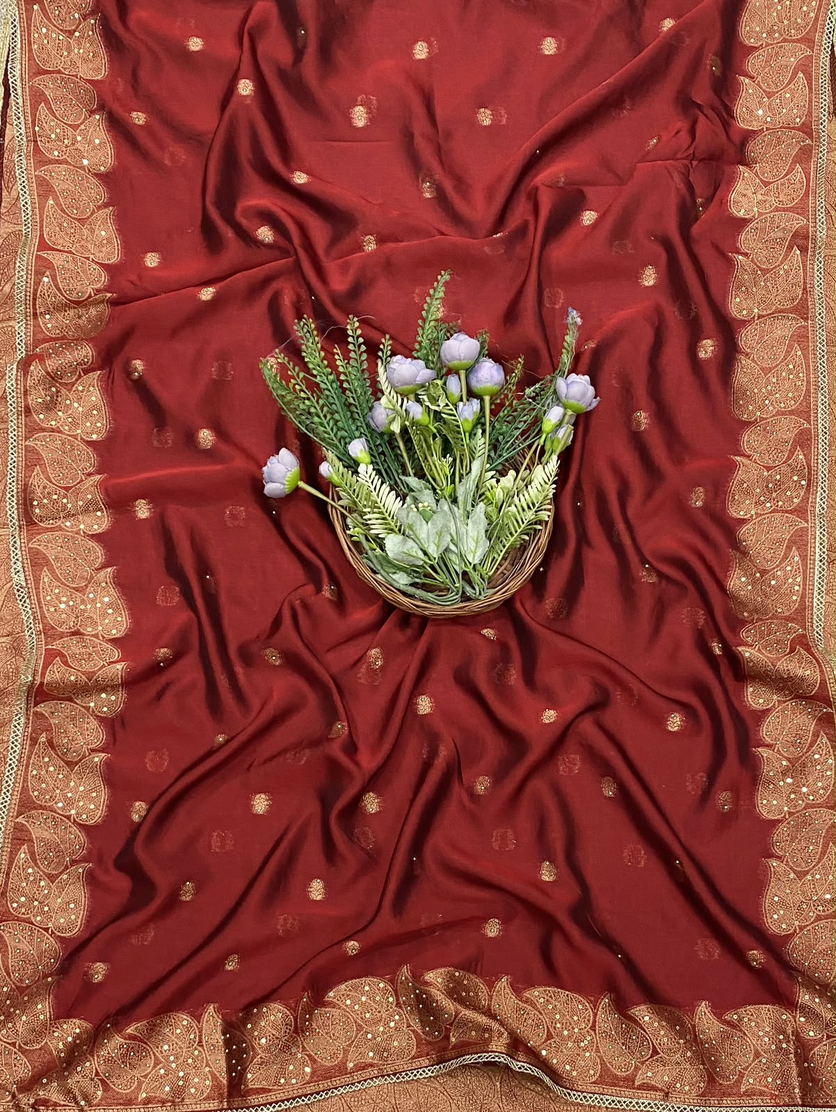 342C Silk Dark Red Suit Fabric / CKC Banarasi Edit