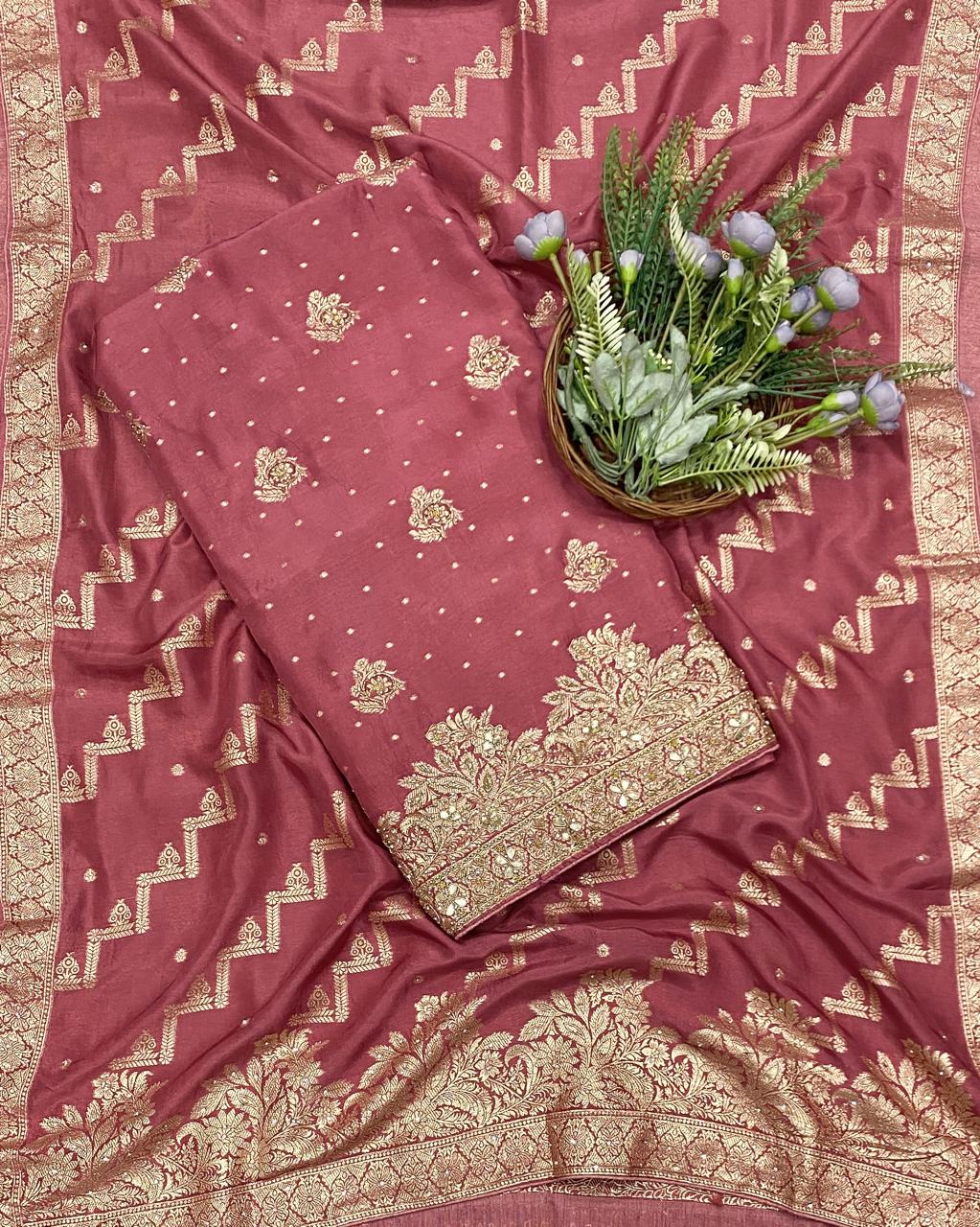 414C Dola Silk Dark Pink Suit Fabric/ CKC Partywear Collection