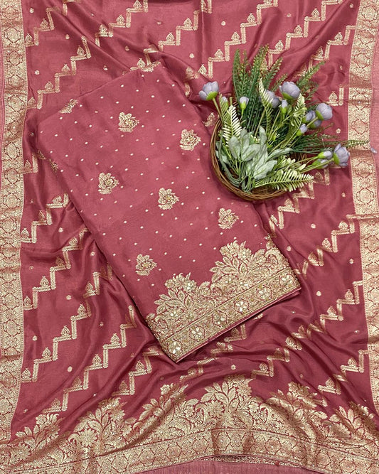 414C Dola Silk Dark Pink Suit Fabric/ CKC Partywear Collection