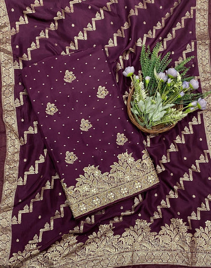 412C Dola Silk Dark Wine Suit Fabric/ CKC Partywear Collection