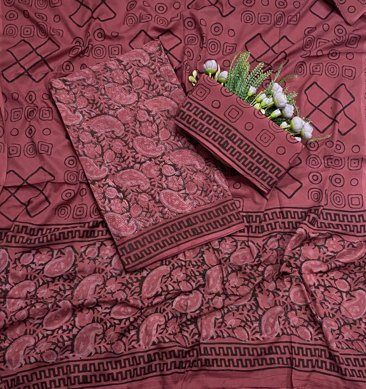 421C Cotton Rust Red Suit Fabric / CKC Cotton Bazaar