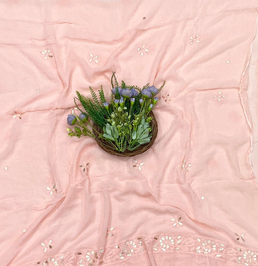 445C Lakhnavi Georgette Peach Suit Fabric/ CKC Lakhnavi Suits