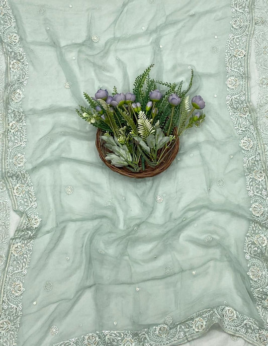 440C Lakhnavi Georgette Sea Blue Suit Fabric/ CKC Lakhnavi Suits