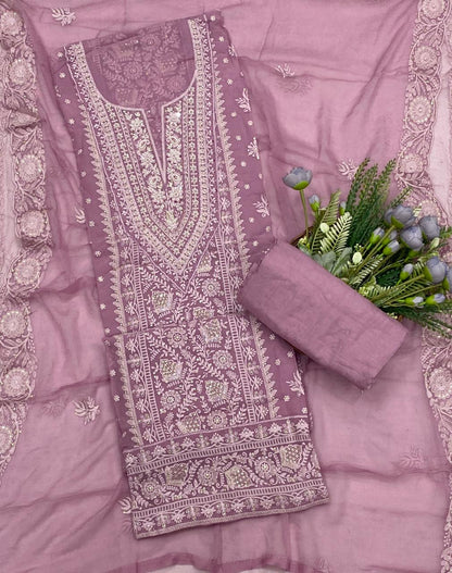 458C Lakhnavi Georgette Lilac Suit Fabric/ CKC Lakhnavi Suits