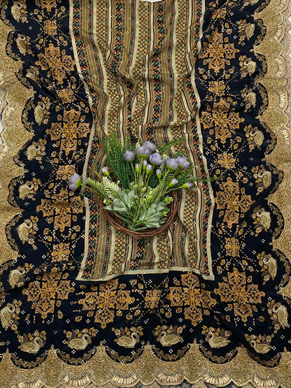 435C Dola Silk Black Suit Fabric / CKC Partywear Collection