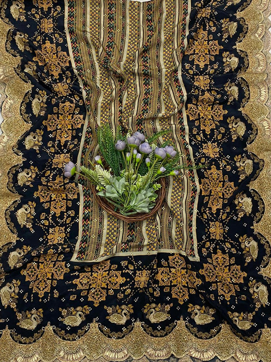 435C Dola Silk Black Suit Fabric / CKC Partywear Collection