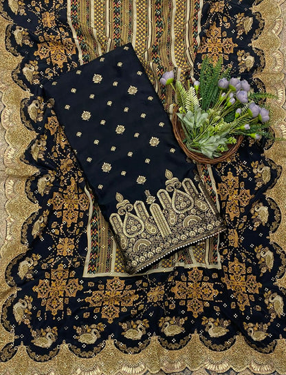 435C Dola Silk Black Suit Fabric / CKC Partywear Collection