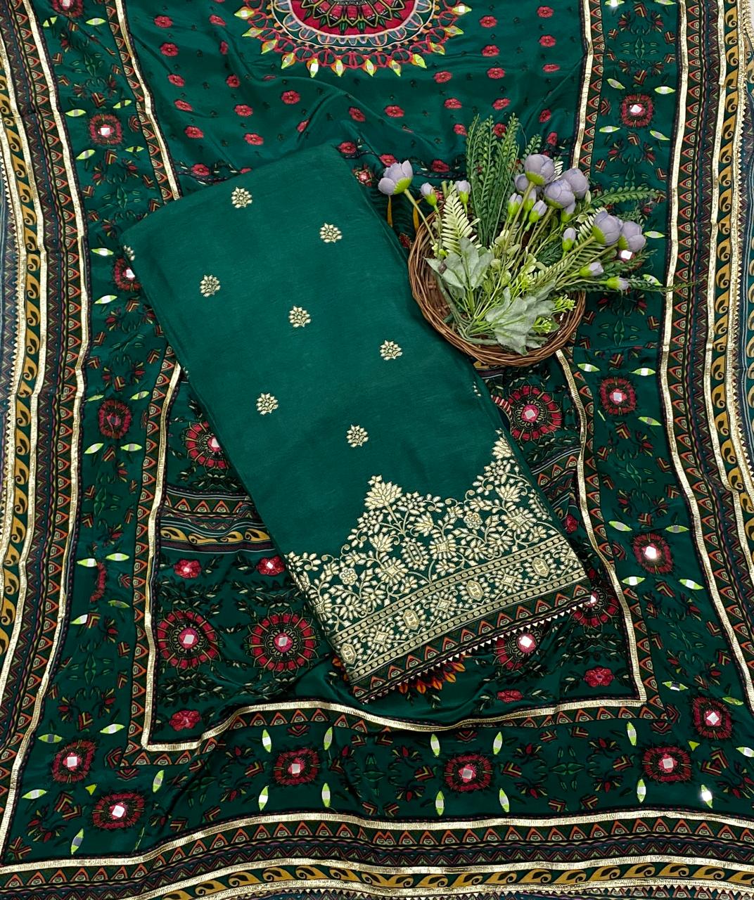 442C Dola Silk Bottle Green Suit Fabric / CKC Partywear Collection