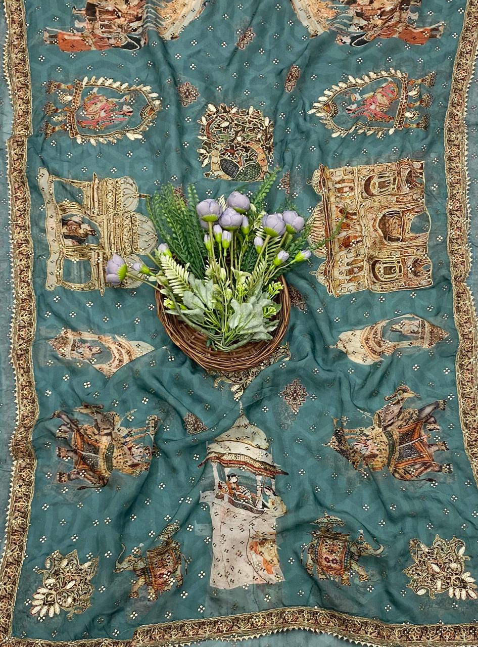 433C Banarasi Silk Sea Green Suit Fabric / CKC Banarasi Edit