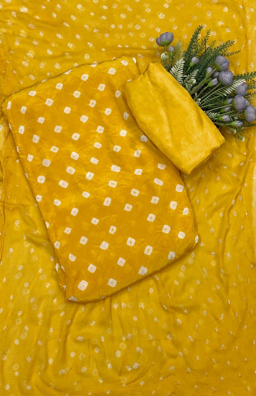 470C Jaipuri Crepe Yellow Suit Fabric / CKC Jaipuri Suits