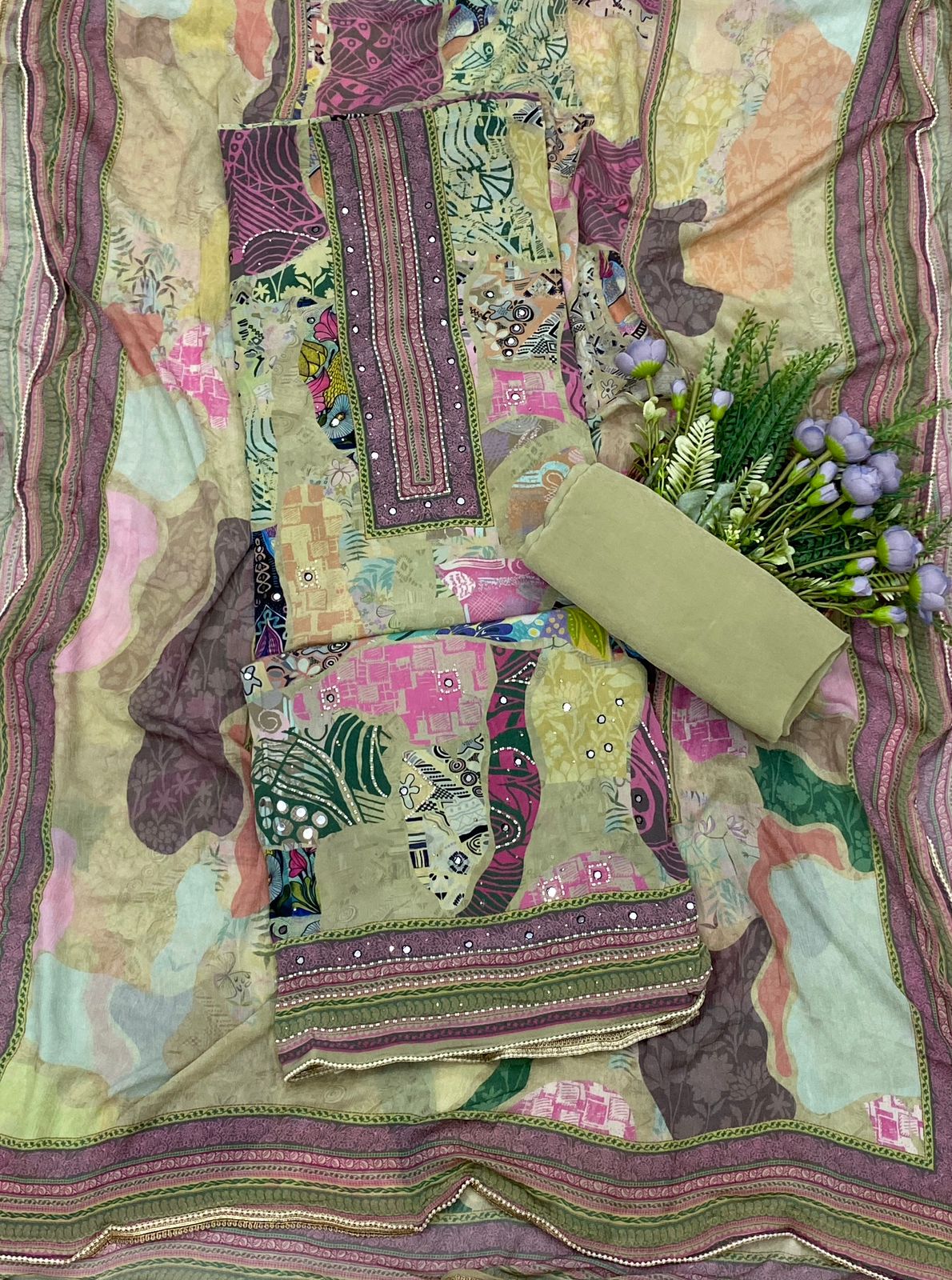 Crepe Pista Green Suit Fabric / CKC Crepe Suits