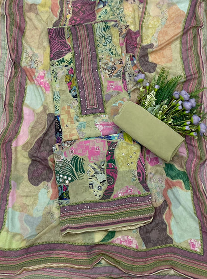 Crepe Pista Green Suit Fabric / CKC Crepe Suits