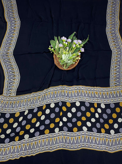 522C Crepe Polka Black Suit Fabric/ CKC Polka Story