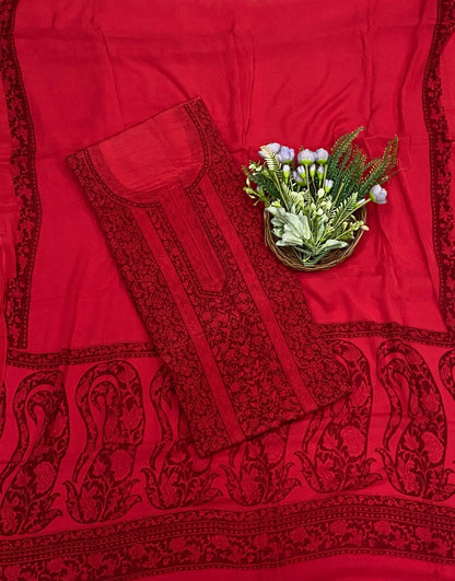 517C Crepe Red  Suit Fabric / CKC Crepe Suits