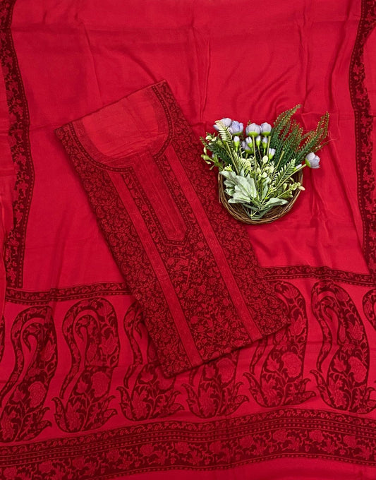 517C Crepe Red  Suit Fabric / CKC Crepe Suits