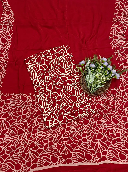 494C Crepe Red Suit Fabric / CKC Crepe Suits