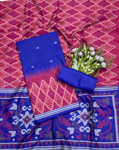 476C Jamdani Blue With Pink Suit Fabric / CKC Jamdani Suits