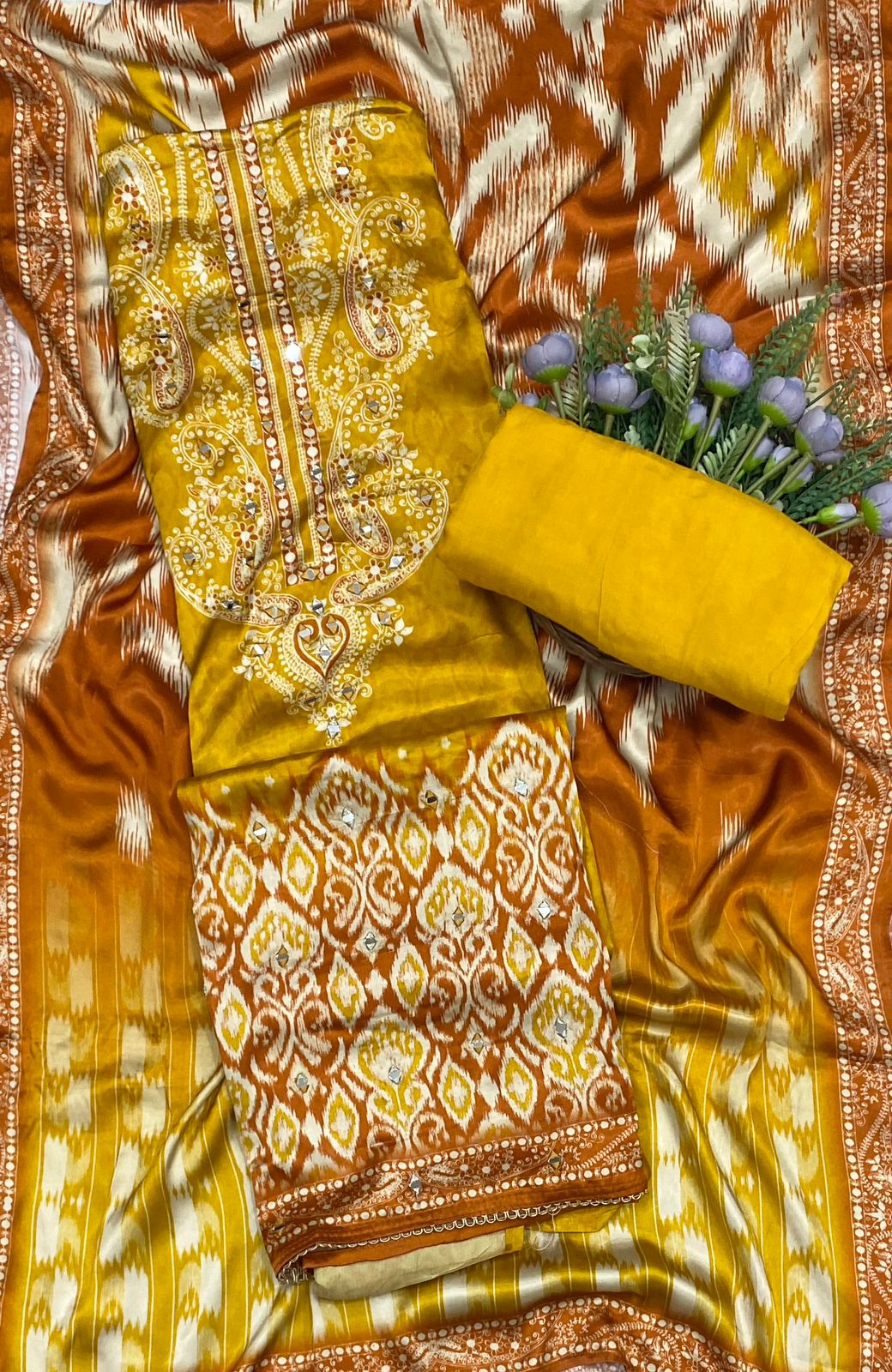 473C Gajji Silk Yellow Suit Fabric / CKC Jaipuri Suits