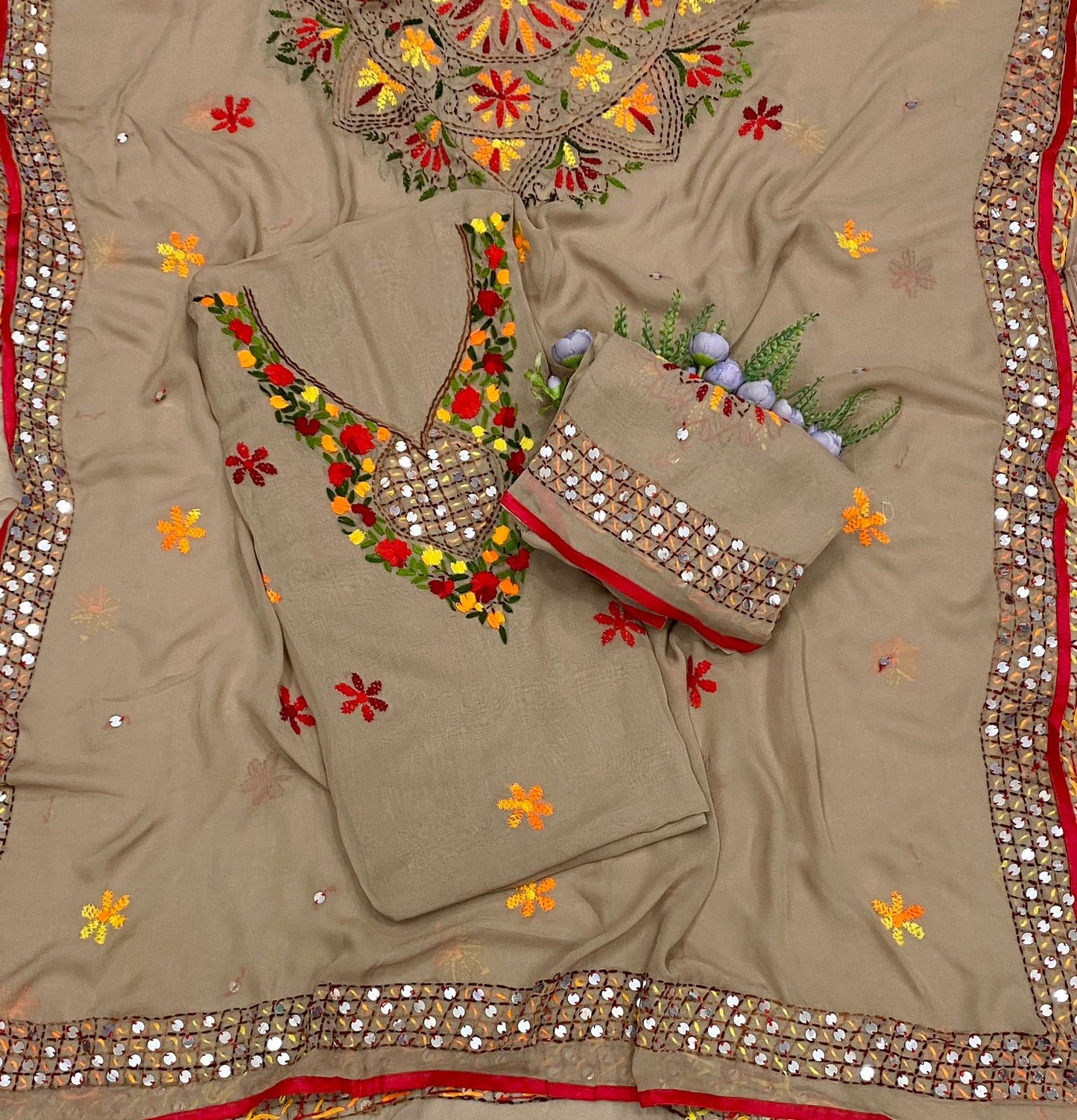 503C Georgette Beige Suit Fabric / CKC Georgette Suits