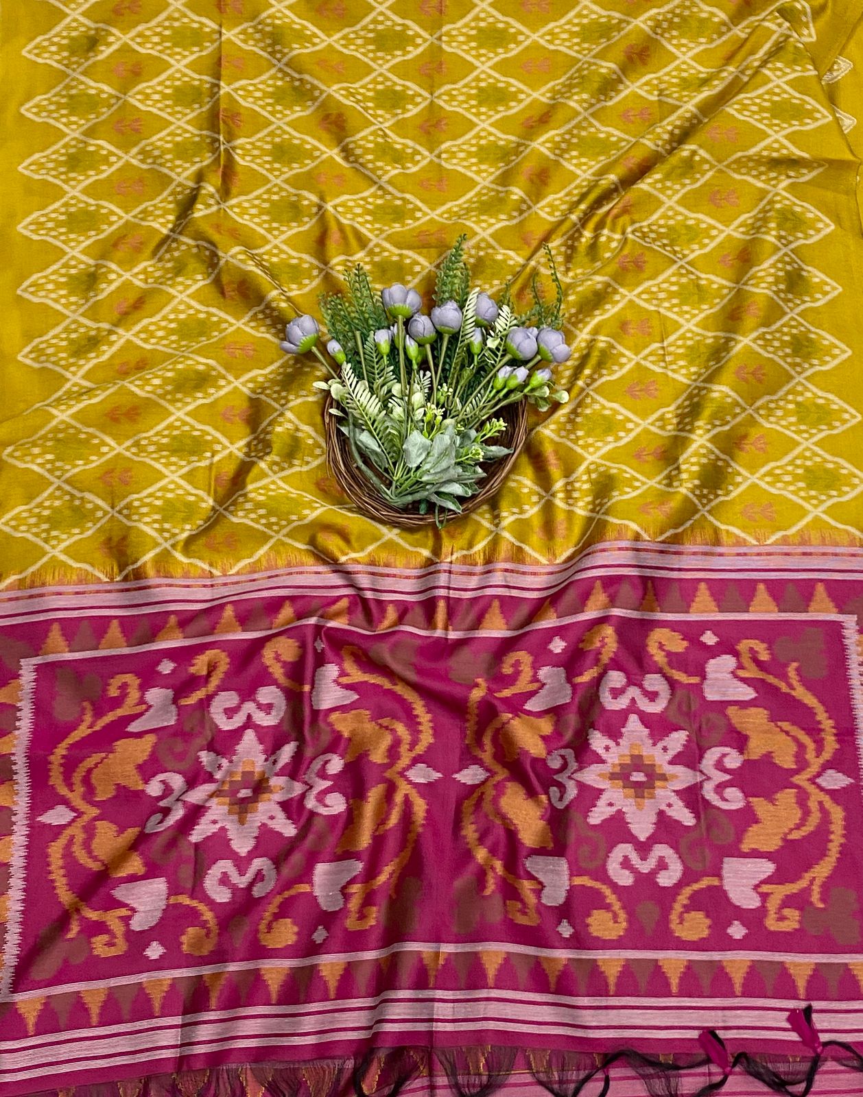 483C Jamdani Yellow With Majenta Suit Fabric / CKC Jamdani Suits