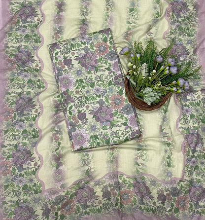 487C Muslin Beige With Lilac Suit Fabric / CKC Muslin Suits