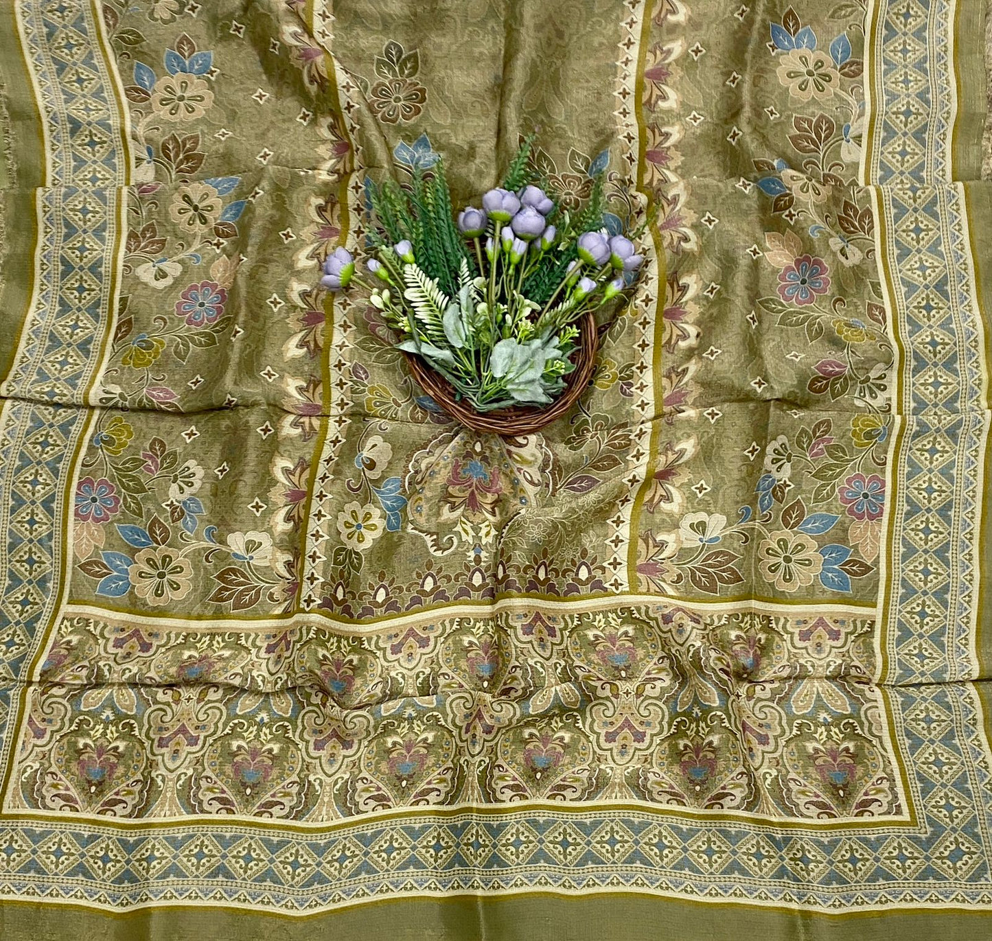 531C Shimmer Tassar Mehndi Green Fabric/ CKC Tassar Suits