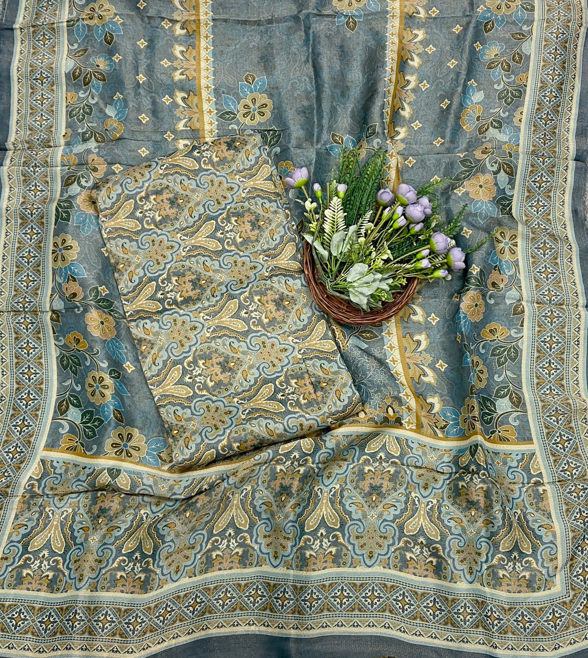 530C Shimmer Tassar Steal Grey Fabric/ CKC Tassar Suits